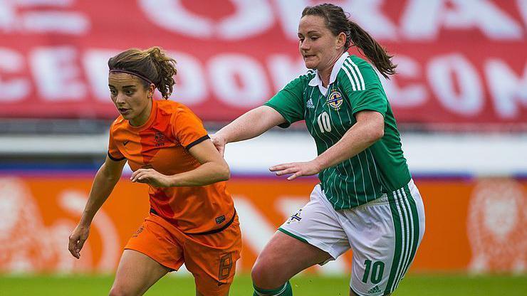 Renee Slegers playing for the Netherlands against Northern Ireland