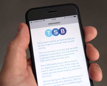 A customer using the TSB Online banking app on an iPhone