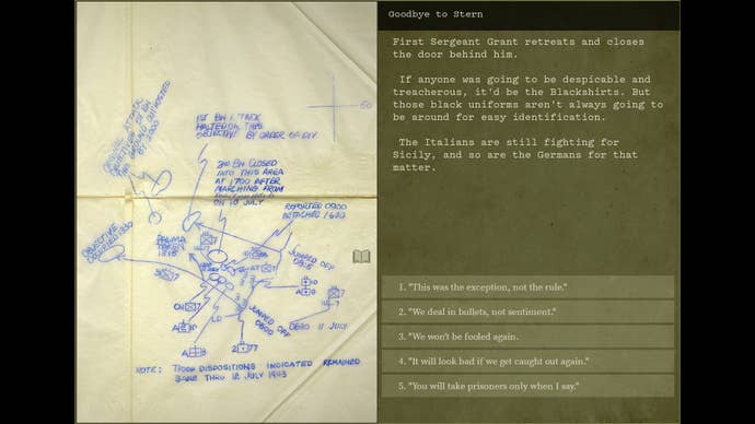 A strategic pen scribbled in pen in Burden Of Command.