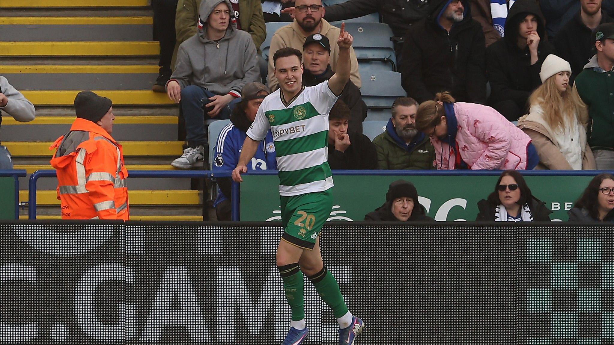 Harvey Vale celebrates his goal against Leicester