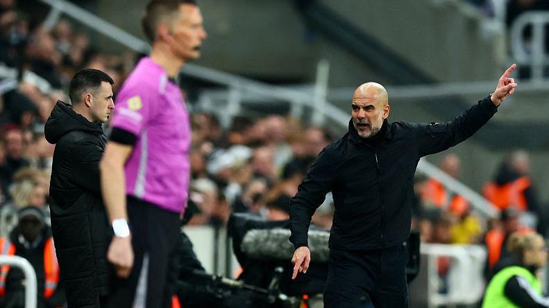 Pep Guardiola reacts angrily during the FA Cup