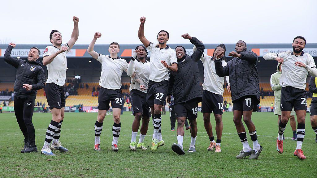 Port Vale's players celebrating their win over Sunderland