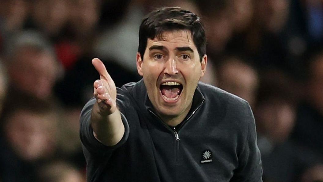 Bournemouth boss Andoni Iraola shouts instructions to his players