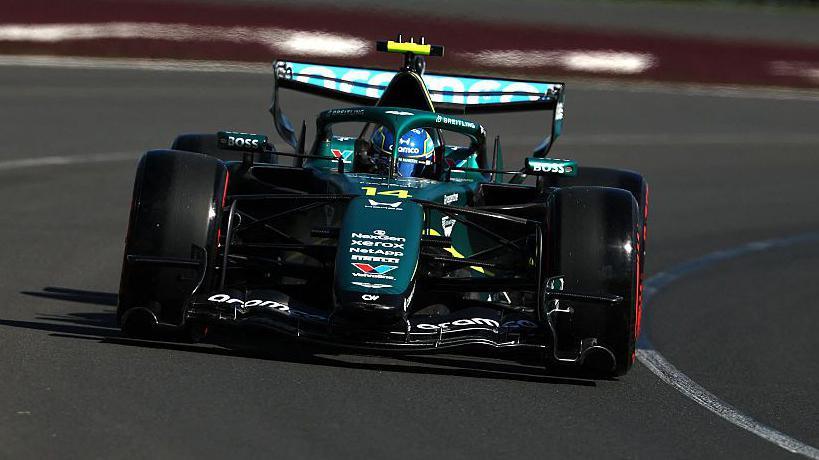 Aston Martin's Fernando Alonso in second practice for the Australian Grand Prix