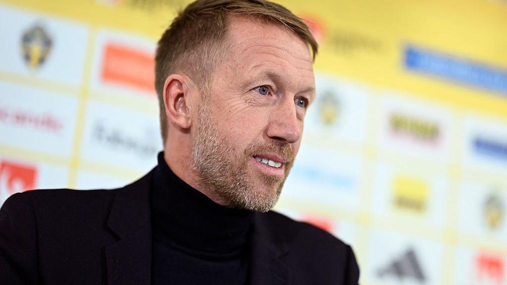 Sweden manager Graham Potter at a news conference