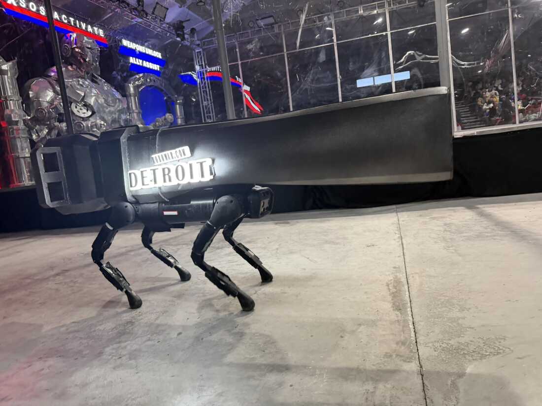 A Detroit-themed quadruped is part of the action at the Robowar show
